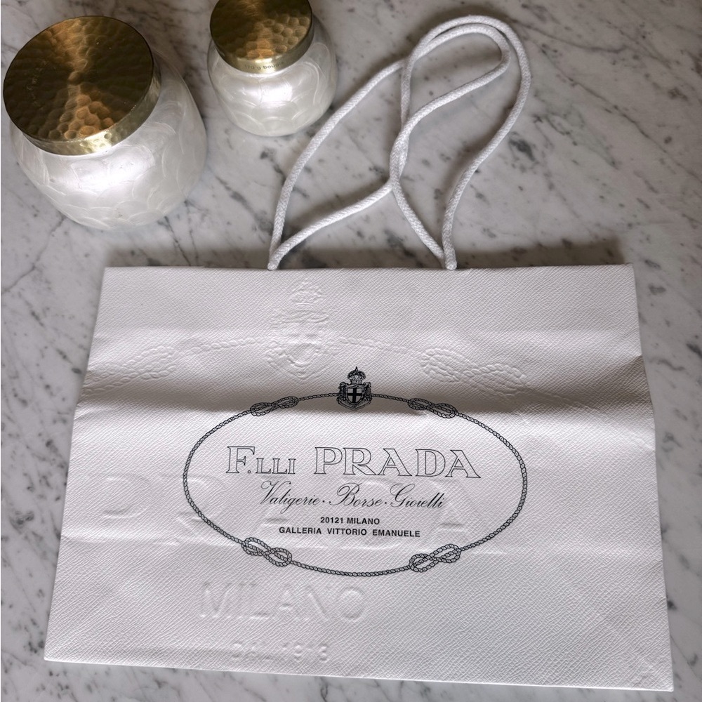 Prada White and Black Minimalist Tote Bag with Logo